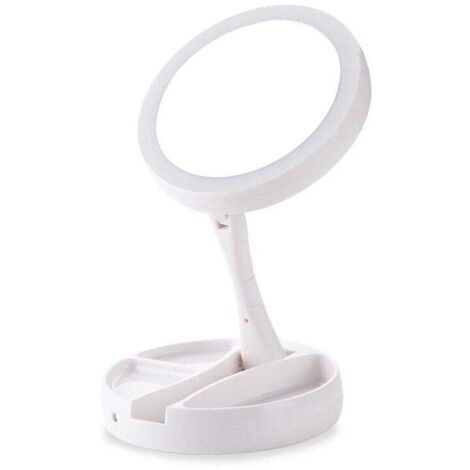 Specchio cosmetico a LED con ingrandimento 10x e 1x, specchio per il trucco ricaricabile a doppia faccia, con cavo USB, pieghevole per riporlo, portatile per casa e viaggi