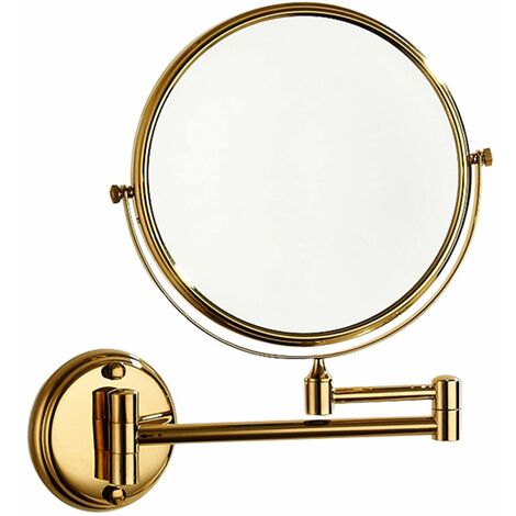 specchietti da toeletta bifacciali,10x pieghevole specchio da barba ingranditore da 8 pollici in ottone estensibile Specchio per il trucco a parete per bagno girevole 