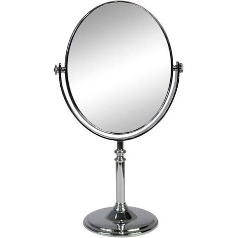 Specchio cosmetico Ovale da Trucco con Zoom Girevole da appoggio Specchio di ingrandimento Portatile per Barba rasatura con Base da Tavolo 17x13 cm