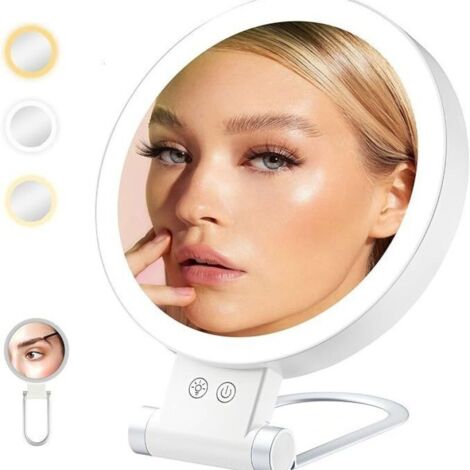 Specchio cosmetico versatile a doppia faccia con robusta cornice in ABS