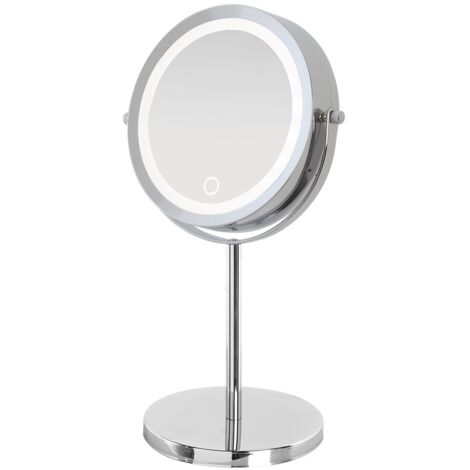 Specchio da appoggio Feridras con led ø17 cromo