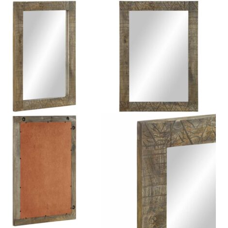 Specchio da Bagno 50x2,5x70 cm in Legno Massello di Mango - Specchio in vetro - Specchio da parete