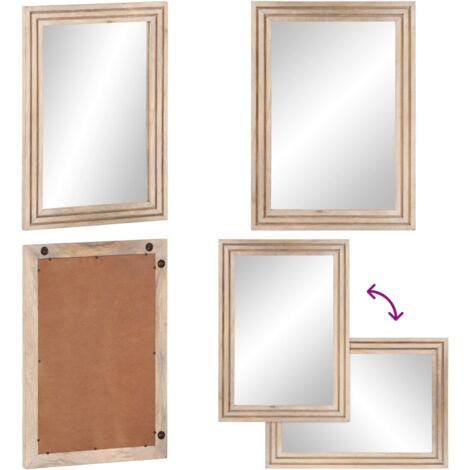 Specchio da Bagno 50x70 cm in Legno Massello di Mango e Vetro - Specchio da trucco - Specchio in legno