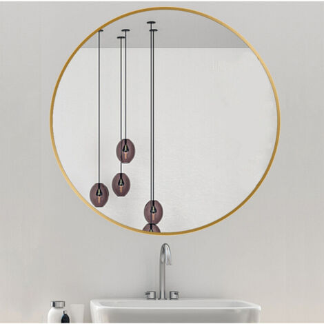Specchio da bagno Ø 60 cm rotondo oro senza luce, specchio da bagno