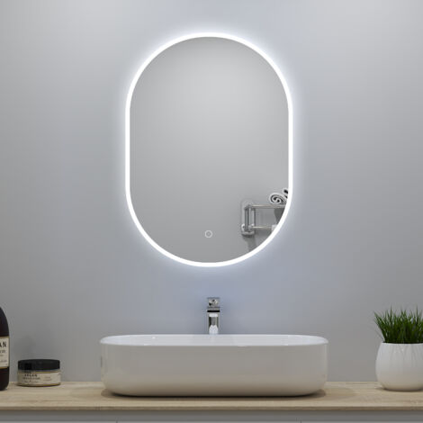 Specchio da bagno, 60 x 80 cm, disappannamento, touch, Infinitamente Dimmerabile, 6000K - Luce fredda, LED