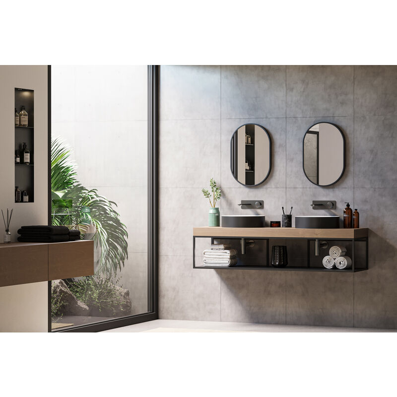 Bernstein - Specchio da bagno 8144B ovale - colore cornice nero - verticale e orizzontale - dimensioni selezionabili 40x60cm (de)