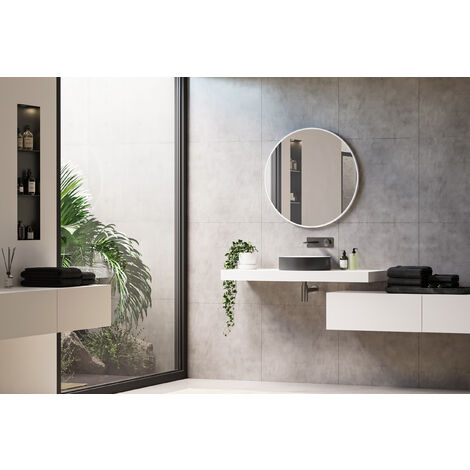 Relaxdays Specchio da Bagno, Ø 60 cm, Cornice Rotonda ed Elegante