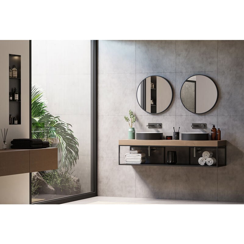 Bernstein - Specchio da bagno 8232 rotondo - colore e dimensioni della cornice selezionabili nero, ø 60cm (de)