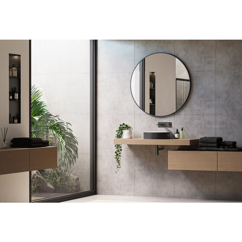 Specchio da bagno 8232 rotondo - colore e dimensioni della cornice selezionabilinero, Ø 100cm (de)