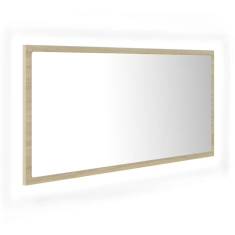 Specchio da bagno a LED 90 x 8,5 x 37 cm rovere acrilico 020006964
