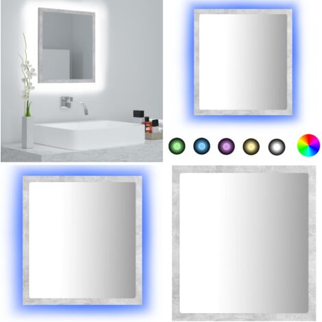 Specchio da Bagno a LED Grigio 40x8,5x37 cm in Acrilico - Specchio LED - Specchio a parete