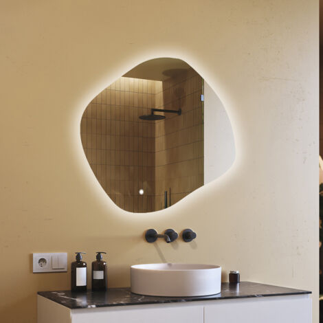Specchio da bagno Artforma con illuminazione, 104x94, Interruttore touch, LED Dual, Specchio Ovale