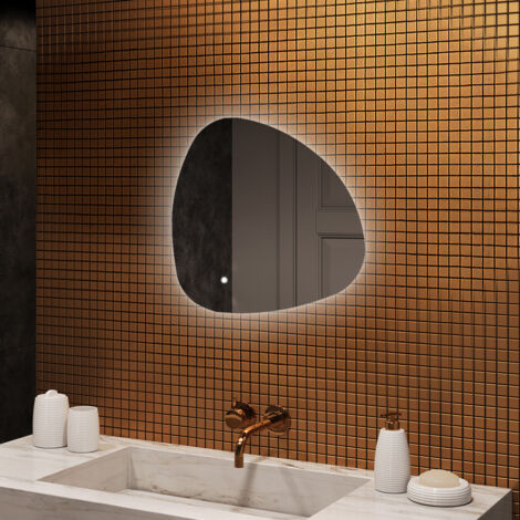 Specchio da bagno Artforma con illuminazione, 64x64, Interruttore touch, LED Dual, Specchio Irregolare