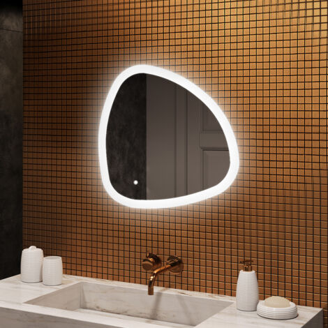 Specchio da bagno Artforma con illuminazione, 74x74, Interruttore touch, LED Dual, Specchio Irregolare