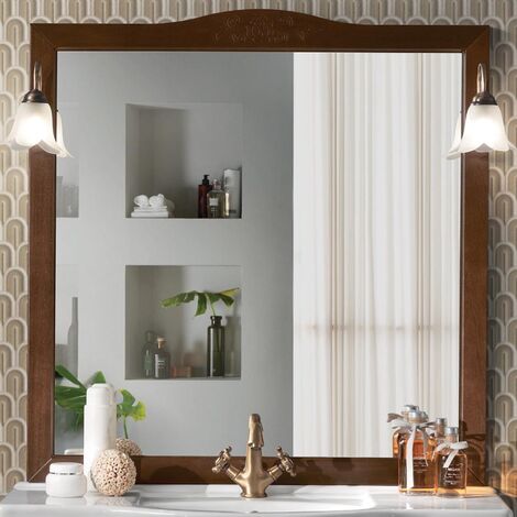 Specchio da bagno con 2 applique in stile classico ANNA 80 noce