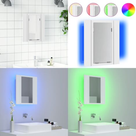Specchio da Bagno con LED Bianco 40x12x45 cm in Acrilico - Armadietto con specchio - Illuminazione LED