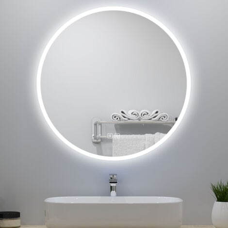 Specchio da bagno con LED diametro 70 cm, bluetooth, antiappannamento, touch control, Infinitamente Dimmerabile, 3 temperature di colore