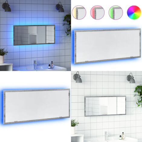 Specchio da Bagno con LED Grigio Sonoma 100x8,5x37cm Truciolato - Specchio da bagno con luce LED - Specchio da bagno grigio