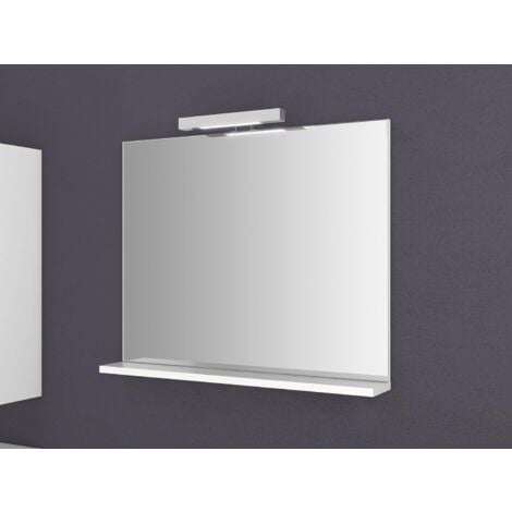 Specchio da bagno con luce e mensola 80 cm, specchio da parete per bagno, risparmio energetico, luce bianca fredda