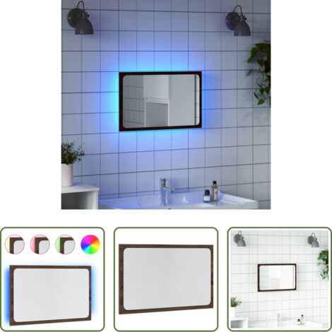 Specchio da bagno con luce LED -  Specchio da Bagno LED Rovere Marrone 60x8,5x38 cm in Truciolato
