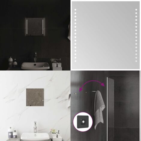 Specchio da Bagno con Luci LED 30x30 cm - Specchio da trucco - Specchio da bagno impermeabile