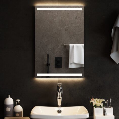 Slevoo Specchio da bagno con illuminazione 60 cm, senza appannamento, specchio  da bagno con interruttore touch, 3 colori di luce dimmerabili, IP54, specchio  da parete per bagno, hotel, parrucchieri, : : Casa