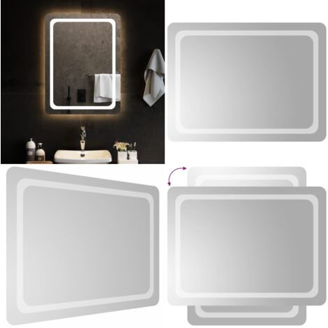 Specchio da Bagno con Luci LED 60x80 cm - Specchio da trucco - Specchio da bagno impermeabile