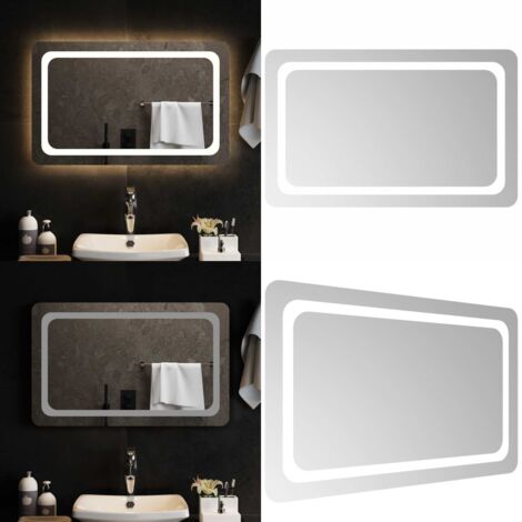 Specchio da Bagno con Luci LED 80x50 cm - Specchio da trucco - Specchio da bagno impermeabile