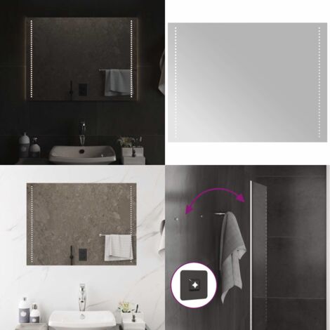 Specchio da Bagno con Luci LED 80x60 cm - Specchio da trucco - Specchio da bagno impermeabile