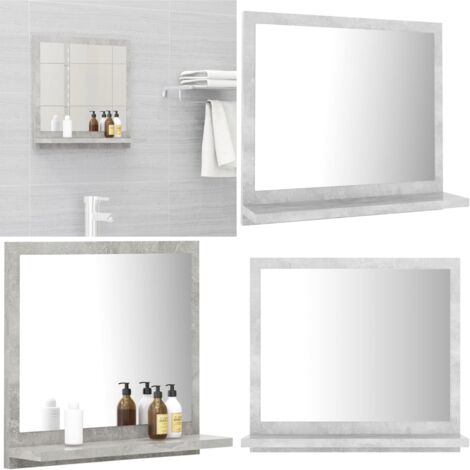 Specchio da Bagno Grigio Cemento 40x10,5x37cm Legno Multistrato - Specchio in legno - Specchio da parete