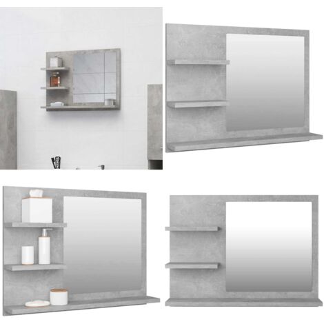Specchio da Bagno Grigio Cemento 60x10,5x45 cm in Truciolato - Specchio da parete - Specchio in truciolato