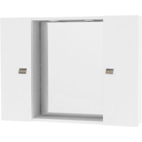 SPECCHIO DA BAGNO IN LEGNO LACCATO BIANCO MOD.960 CON 2 ANTE 77x16x57H CM
