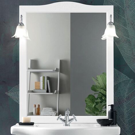 Specchio da bagno in stile classico con 2 applique ANNA 100 bianco