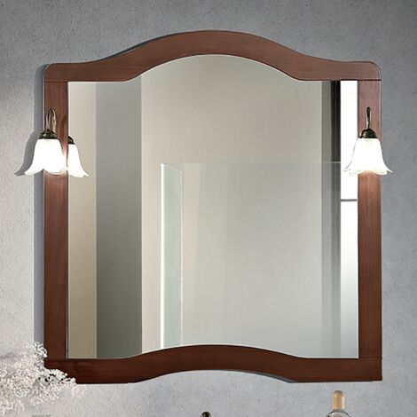 Specchio da bagno in stile classico con cornice e 2 applique LONDON noce