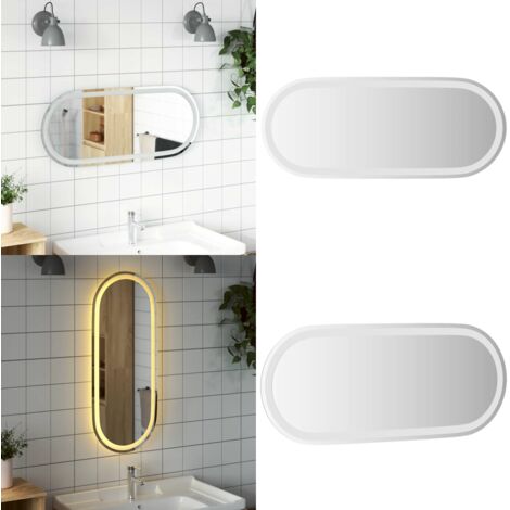 Specchio da Bagno LED 90x40 cm Ovale - Specchio da bagno con luci - Specchio da bagno impermeabile