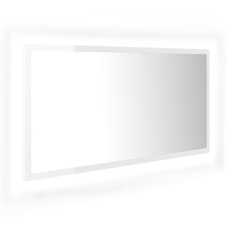 Specchio da Bagno LED Bianco Lucido 90x8,5x37 cm in Acrilico vidaXL