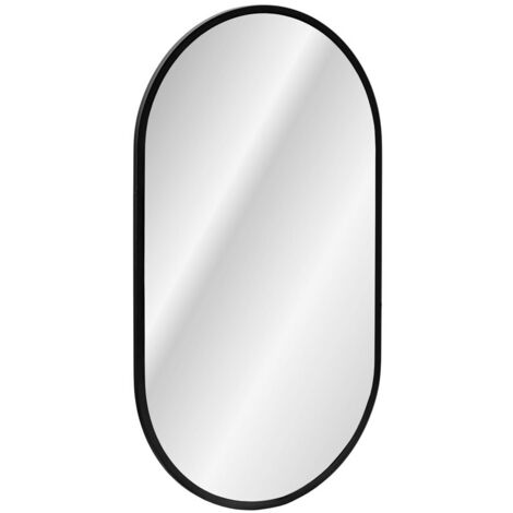 Specchio da bagno LED nero ovale 90x50 cm ultra sottile