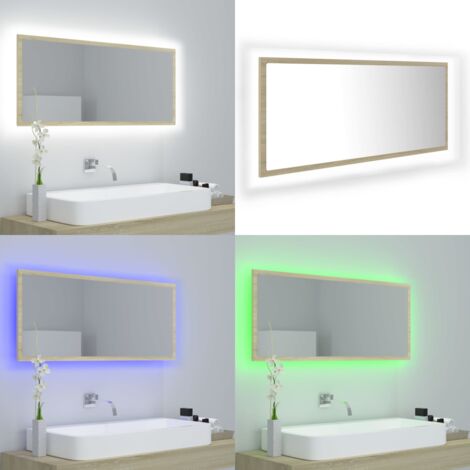 Specchio da Bagno LED Rovere Sonoma 100x8,5x37 cm in Acrilico - Specchio con led - Specchio in acrilico