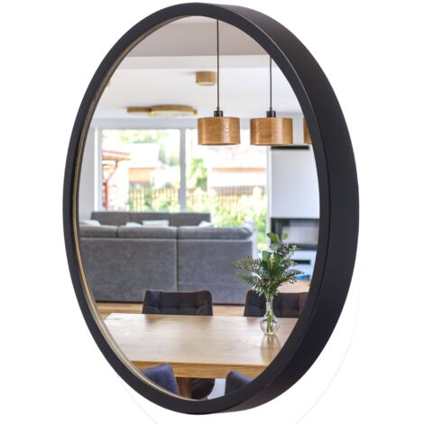 Specchio da bagno LEJA rotondo 475 NERO da parete per ingresso o soggiorno ELEGANTE