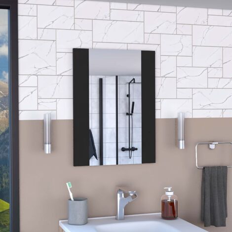 Specchio da bagno Madrid rettangolare 60 cm L x 1,8 cm P x 45 cm H, nero
