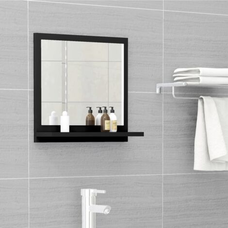 Specchio da Bagno Nero 40x10,5x37 cm in Legno Multistrato vidaXL