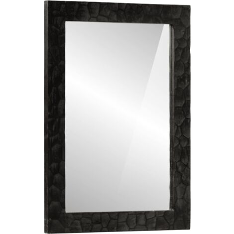 Specchio da Bagno Nero 50x70x2,5cm Legno Massello Mango e Vetro vidaXL