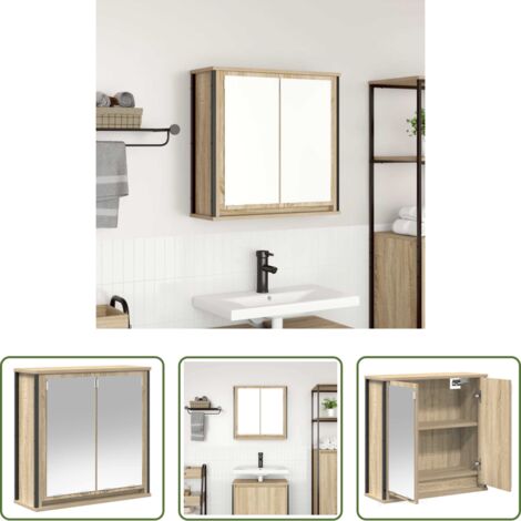 Specchio da bagno -  Pensile da Bagno con Specchio Rovere Sonoma 60x21x60 cm