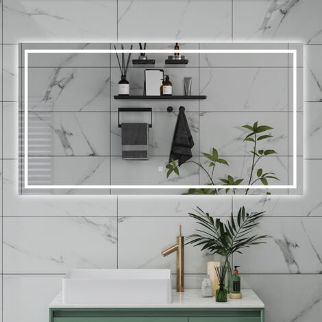 SPECCHIO DA BAGNO RETTANGOLARE DA 70X50CM CON LED, ANTIAPPANNAMENTO, 3 TEMPERATURE COLORE