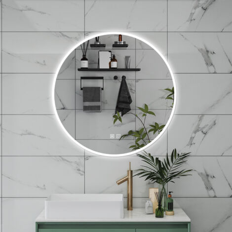 SPECCHIO DA BAGNO ROTONDO DA 80CM CON LED, ANTIAPPANNAMENTO, 3 TEMPERATURE COLORE