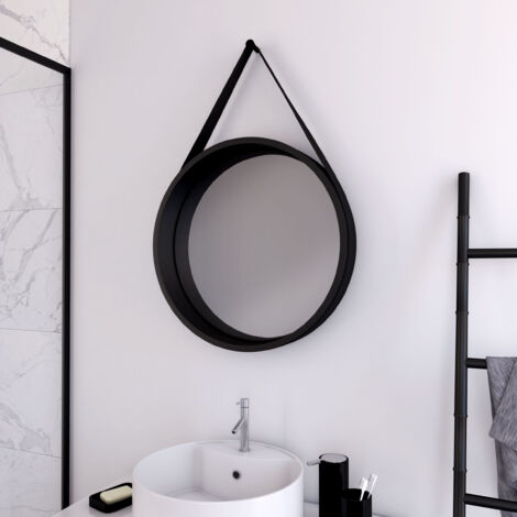 Specchio da bagno rotondo tipo Barbiere - Nero - Diametro 50 cm