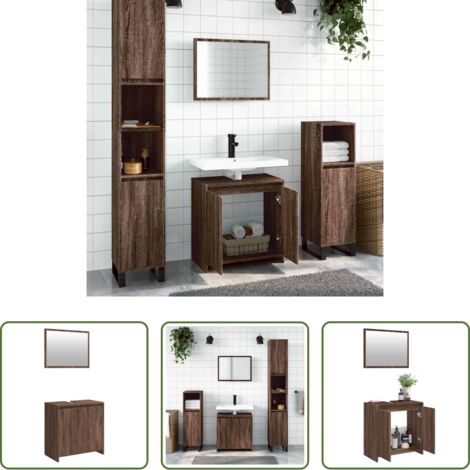 Specchio da bagno -  Set Mobili da Bagno 2 pz Rovere Marrone in Legno Multistrato