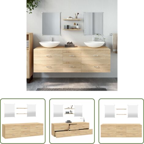Specchio da bagno -  Set Mobili da Bagno 5 pz Rovere in Legno Multistrato