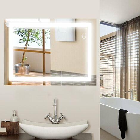 Specchio da bagno, Specchio LED, 22W + bianco freddo + interruttore tattile (60 * 80 cm) - Argento