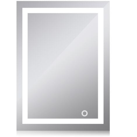 Specchio da bagno, Specchio LED, bianco freddo + interruttore tattile (50 * 70 cm)